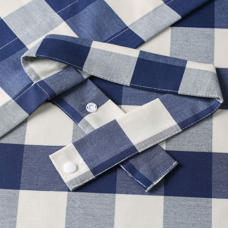 VOGOL VOGOL Navy and White Farmhouse Curtain Valance  Buffalo Check Tie Up Window Shade Rod Pocket Tie-up Valances for Cafe  52x18  One Piece  - Image 5