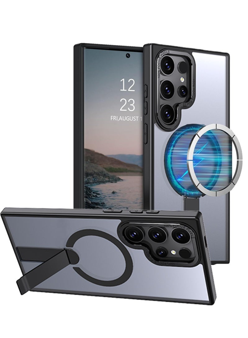 Samsung S24 Ultra Case, Compatible with MagSafe, Magnetic Cover with Invisible Stand, Translucent Matte Back  Shockproof S24 Ultra Cover, Slim Full Protection Samsung Galaxy S24 Ultra Back Cover (Black) - Image 1