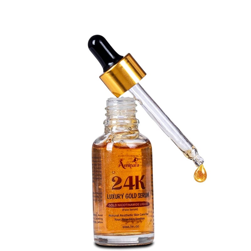 BLOSSOMBEAUTY 24K Gold Radiance Elixir Face Serum for Glowing Skin Skin Brightening AntiAging Reduces Wrinkles Acne Dark Spots Natural Organic Formula - Image 2