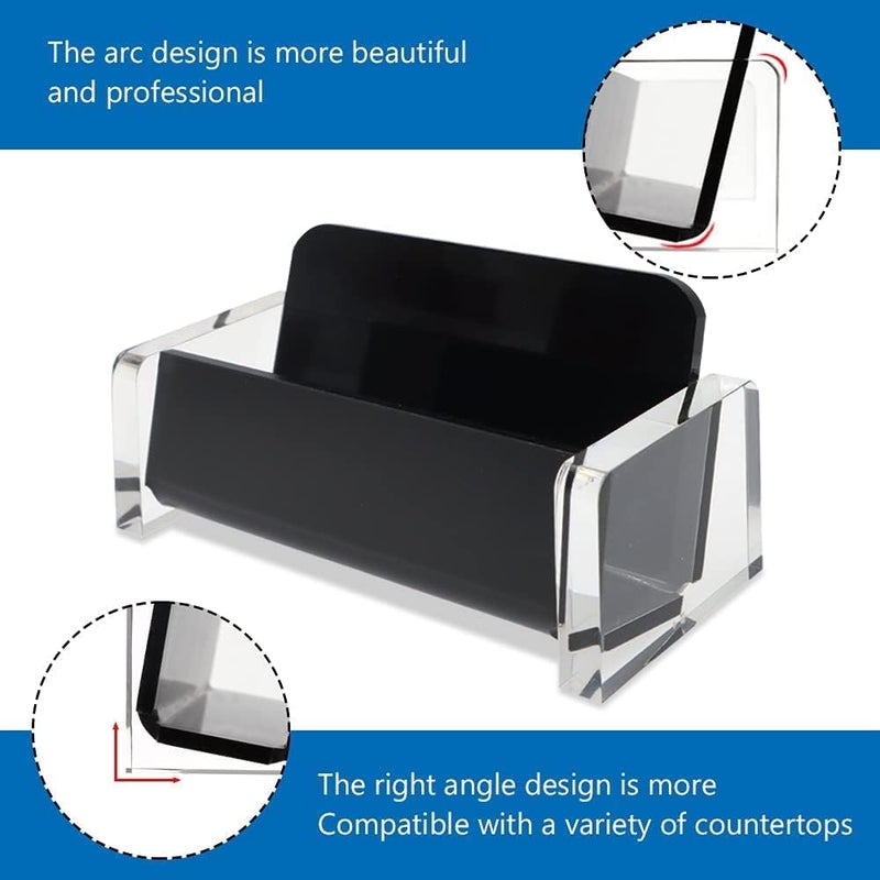 X spring Acrylic Business Card Holder, Black Business Card Holder Display For Desk, Business Card Organizer, 1 Slot Holds About 30-50 Cards, Acrylic Card Box For Office Study Countertop, Desk - Image 3