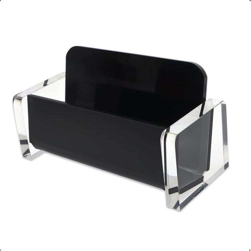 X spring Acrylic Business Card Holder, Black Business Card Holder Display For Desk, Business Card Organizer, 1 Slot Holds About 30-50 Cards, Acrylic Card Box For Office Study Countertop, Desk - Image 1