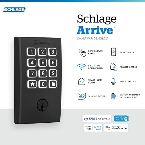 Schlage Arrive Smart WiFi Deadbolt Lock with Keypad Keyless Entry Front Door Lock App Control Alexa and Google Home Compatible Matte Black BE459WB CEN 622 - Image 3