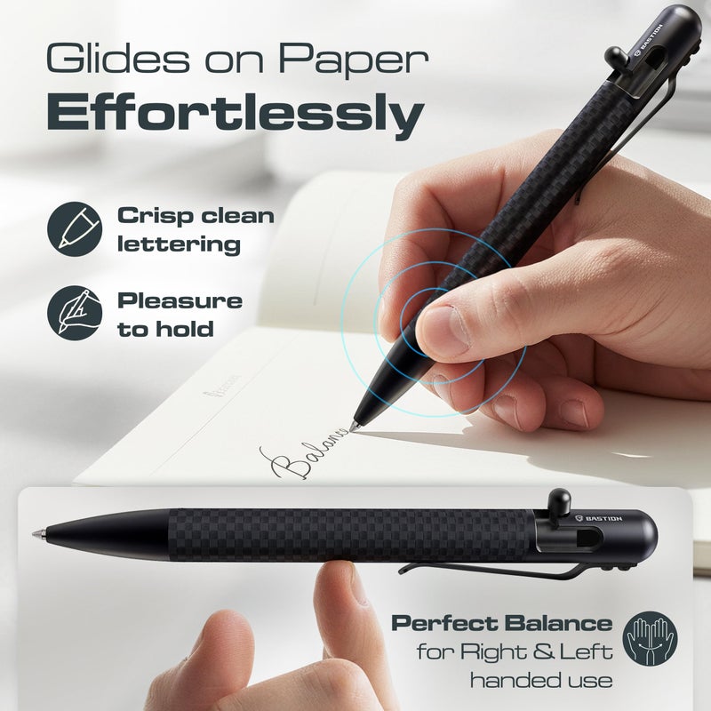 BASTIONÂ® Luxury Carbon Fiber Bolt Action Pen Durable Professional Ballpoint Pen for Travel, School and Work Birthday Gift Idea - Image 3