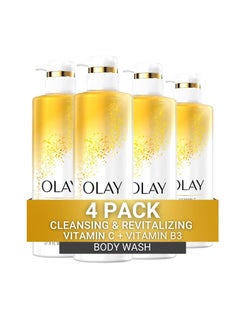 Olay Olay Body Wash for Women, Tone Brightening Exfoliation, Vitamin C Serum Complex, Renew Moisture, Free of Parabens & Phthalates, Vitamin B3 Lameller Technology, For All Skin Types, 20 fl oz (Pack of 4)  - Image 1