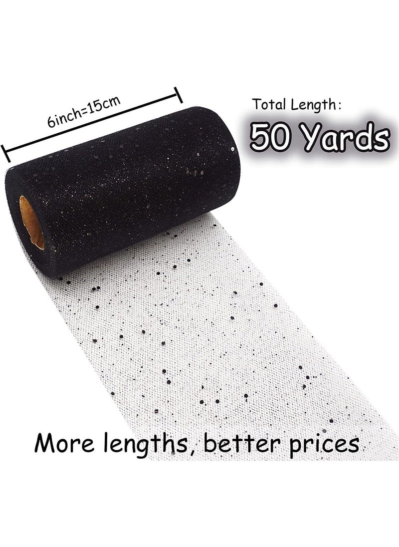 Gold Glitter Tulle Fabric Roll 6 Inch 25 Yards Sequin Ribbon for Wedding, Tutu Skirt, Gift Wrapping, Party Decoration  - Image 3