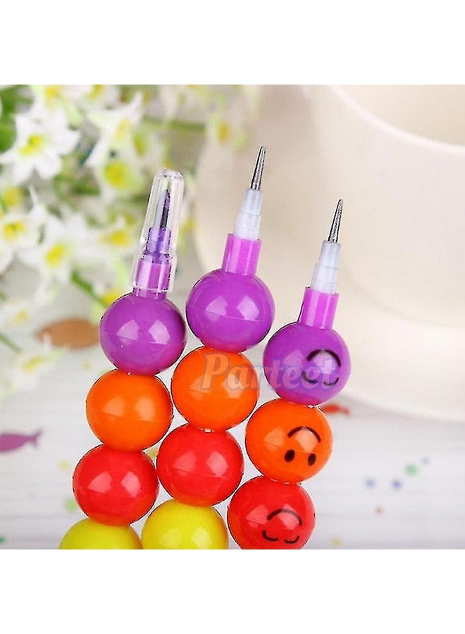 بارتيت مجموعة أقلام رصاص وألوان شمعية مبتسمة من بارتيت ٢ في ١ للأطفال | هدية بطابع مبتسم للبنات | هدايا إرجاع من ٦ إلى ٨ سنوات | قلم رصاص مبتسم | قلم رصاص متكدس (مجموعة من ٦ قطع) - متعدد الألوان - Image 5