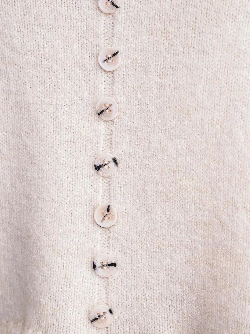 MixRay Natural Mixray Lightweight V-Neck Knit Top with Button Detail for Women | Best Price UAE