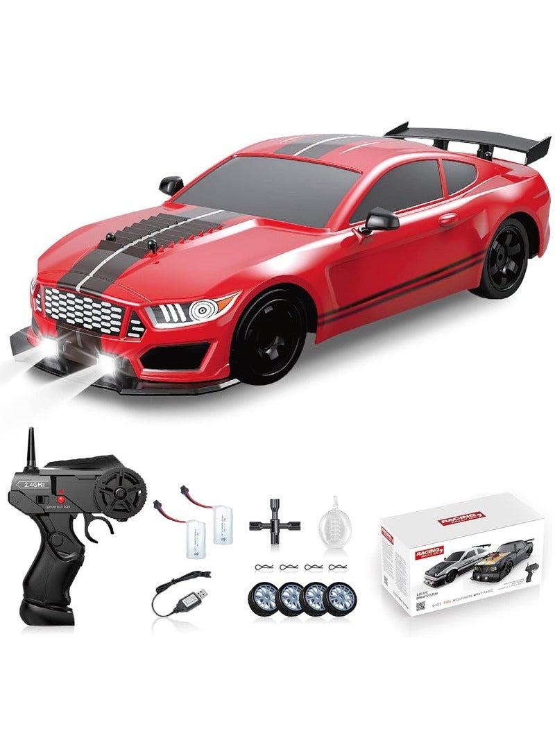 XiuWoo Remote Control Drift Car 2.4GHz 1:16 Scale 4WD High Speed Vehicle with LED Lights Two Batteries and Drifting Tires Racing Sport Toy Cars for Adults Boys Girls Kids,Red  - Image 1