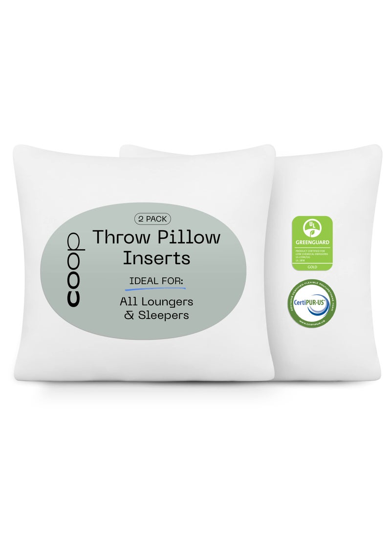 Coop Home Goods Coop Home Goods Original Adjustable Throw Pillow Inserts Pack of 2 White 12x20 Inches Couch and Decorative Pillows with Memory Foam Fill 