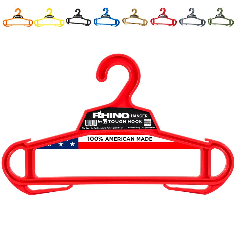 Tough Hook Rhino Tough Hook Heavy Duty Clothes Hangers â€“ Made in USA, Military Grade Coat Hanger for Body Armor â€“ 200-lb Capacity Suit Hangers â€“ The Everyday for Everything, The Indestructible Hanger, 1 Red - Image 1