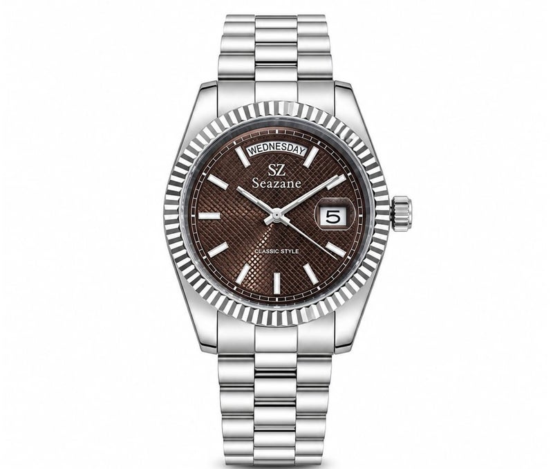 A classic men's wristwatch from the Seazone brand, with a design inspired by luxury watches.