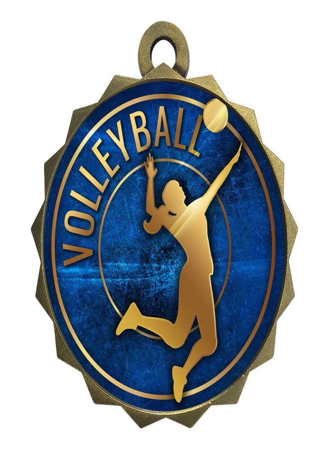 Express Medals Custom Volleyball Gold Medal Trophy Award with Neck Ribbon & Attached Engraved Plate on Back LAZD214-EG60 1PK - Image 2