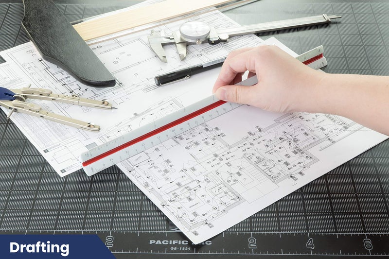 Pacific Arc Architect Triangle Scale Ruler 12 Inch with Acid Etched Markings Openly Divided by 3/32, 3/16, 1/8, 1/4, 3/8, 1/2, 3/4, 1, 1H, and 3 Inch to The Foot - Image 5