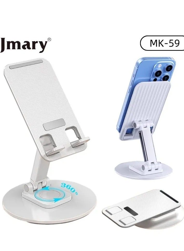 Jmary Jmary MK-59 Phone Holder With 360° Rotation Phone Stand Desk For Smartphones With Adjustable Angle Height White - Image 1