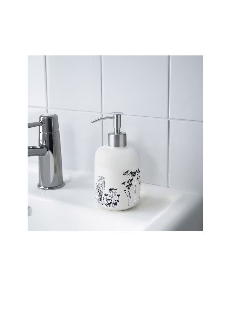 Soap dispenser, white/black/flower - Image 2