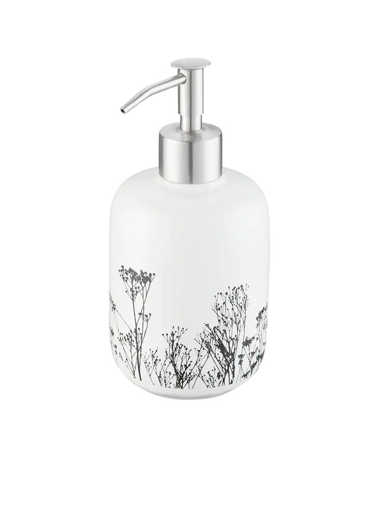 Soap dispenser, white/black/flower - Image 1