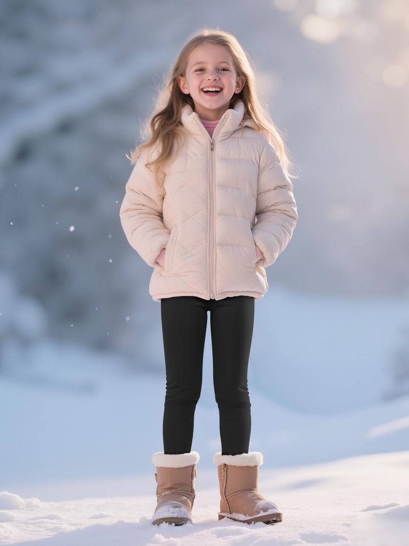 Resinta 5 Pack Girls Fleece Lined Leggings Winter Warm Soft Thermal Pants Full Length Multipack for Kids Cold Weather Black - Image 2