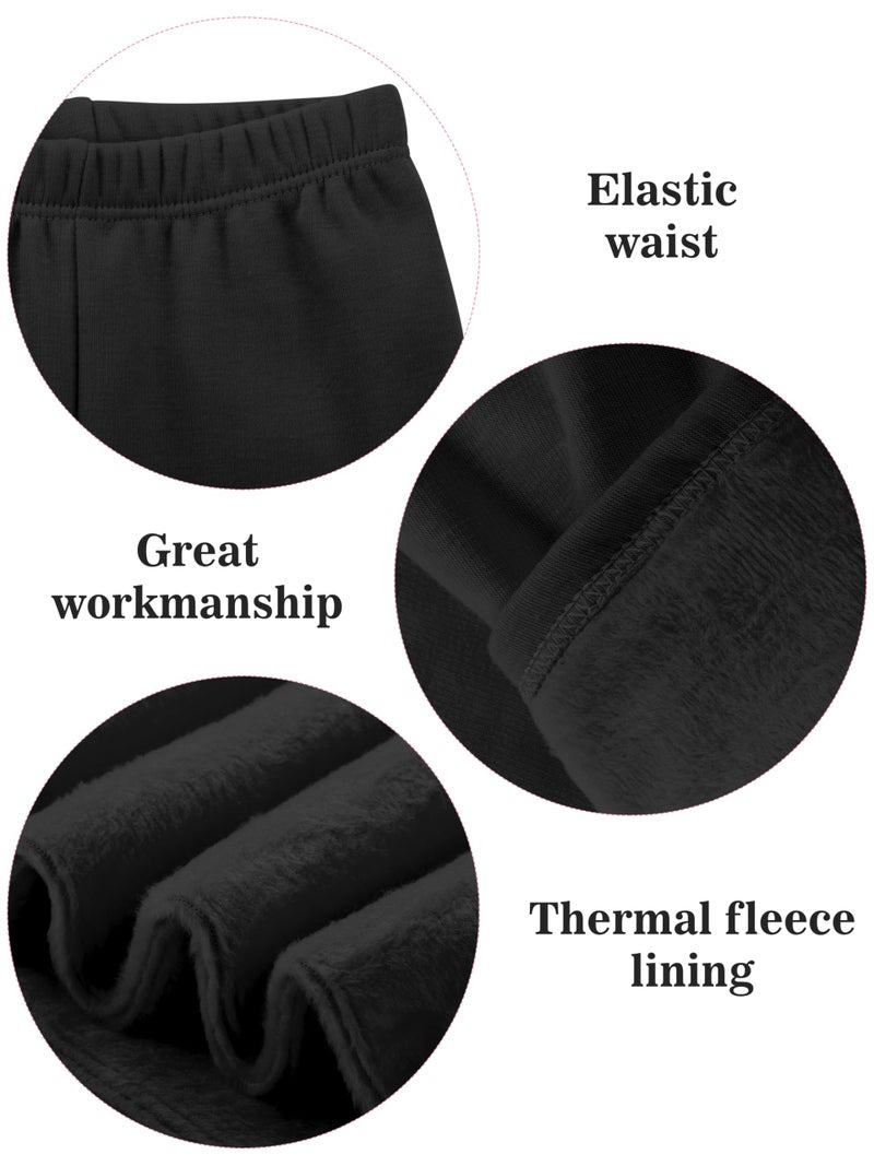 Resinta 5 Pack Girls Fleece Lined Leggings Winter Warm Soft Thermal Pants Full Length Multipack for Kids Cold Weather Black - Image 4