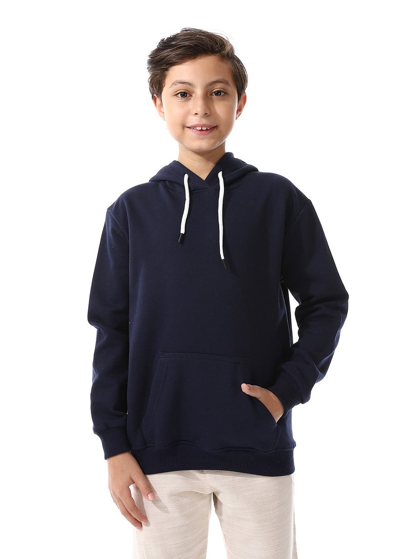Andora Kangaroo Pockets Fleeced Boys Hoodie_ Navy Blue - Image 1