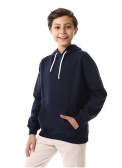 Andora Kangaroo Pockets Fleeced Boys Hoodie_ Navy Blue  - Image 2