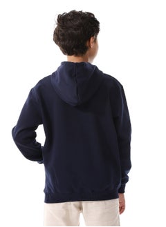 Andora Kangaroo Pockets Fleeced Boys Hoodie_ Navy Blue  - Image 3
