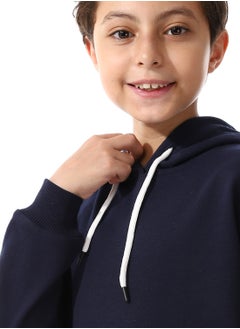 Andora Kangaroo Pockets Fleeced Boys Hoodie_ Navy Blue  - Image 4