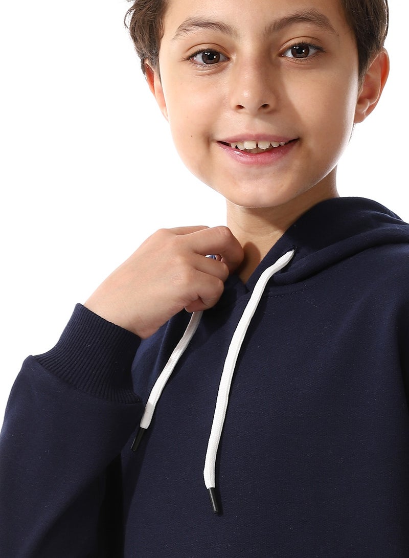 Andora Kangaroo Pockets Fleeced Boys Hoodie_ Navy Blue - Image 4