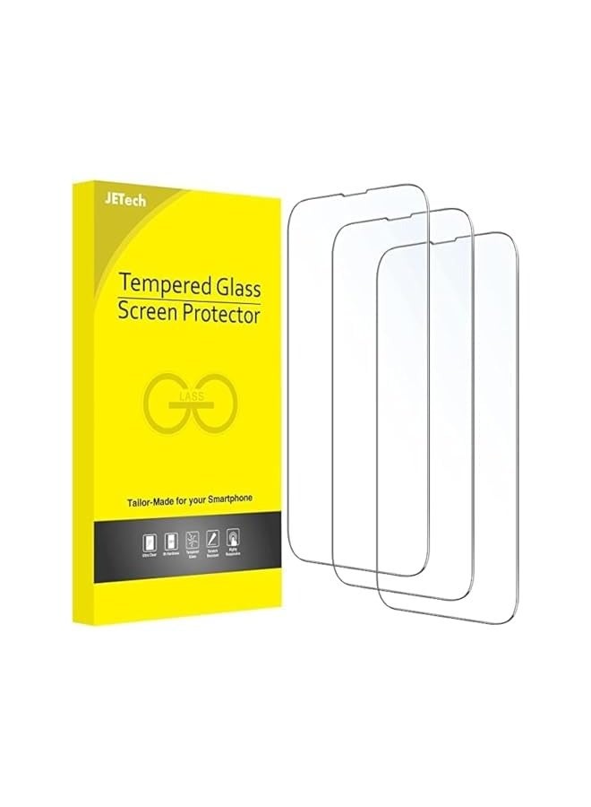Jetech 0.3mm Crystal All-Tempered-Glass Screen Protector (with Dust Filter) for iP 14/iP 13/iP 13 Pro (Pack of 2 with EasyStick film application tool and 2 cleaning kits), Clear - Image 1