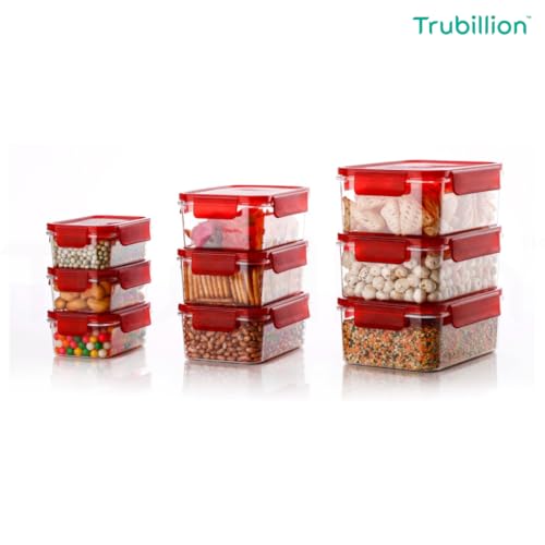 TRUBILLION LockNSeal Set of 3 Airtight Food Storage Containers,1600ml/900ml/400ml,4 Side Locking Lids,BPA-Free,Transparent,Stackable,Freezer Safe,for Kitchen,Cafe,Restaurants (Black (Set of 3)) - Image 3