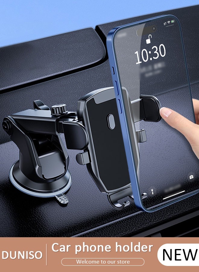 DUNISO حامل هاتف 3 في 1 للوحة قيادة السيارة والزجاج الأمامي وفتحة تهوية 360 درجة ولوحة القيادة ومشبك تثبيت وحامل هاتف مناسب لجميع الهواتف المحمولة داخل السيارات - Image 1