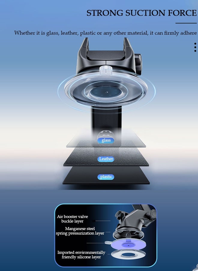 DUNISO حامل هاتف 3 في 1 للوحة قيادة السيارة والزجاج الأمامي وفتحة تهوية 360 درجة ولوحة القيادة ومشبك تثبيت وحامل هاتف مناسب لجميع الهواتف المحمولة داخل السيارات - Image 5