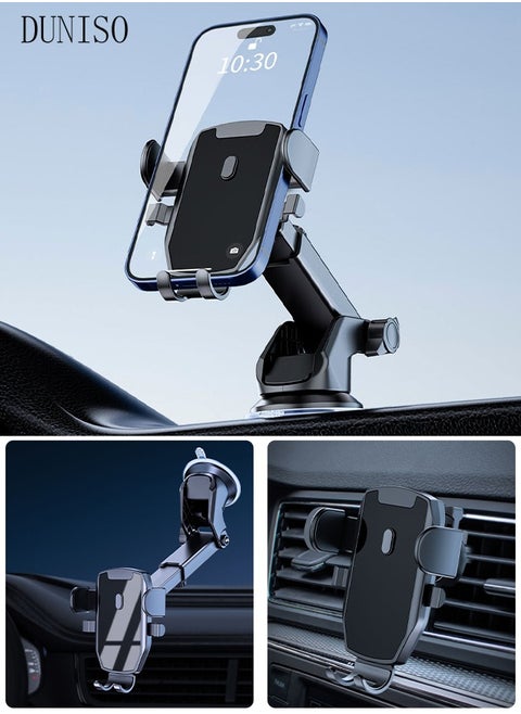 3-In-1 Phone Holder Mount for Car Dashboard Windshield Air Vent 360 Degree Rotation Dashboard Car Clip Mount Stand Phone Holder Suitable for All Cell Phone Automobile Interior