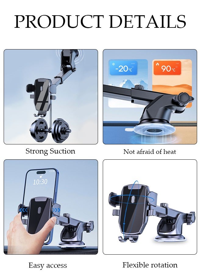 3-In-1 Phone Holder Mount for Car Dashboard Windshield Air Vent 360 Degree Rotation Dashboard Car Clip Mount Stand Phone Holder Suitable for All Cell Phone Automobile Interior