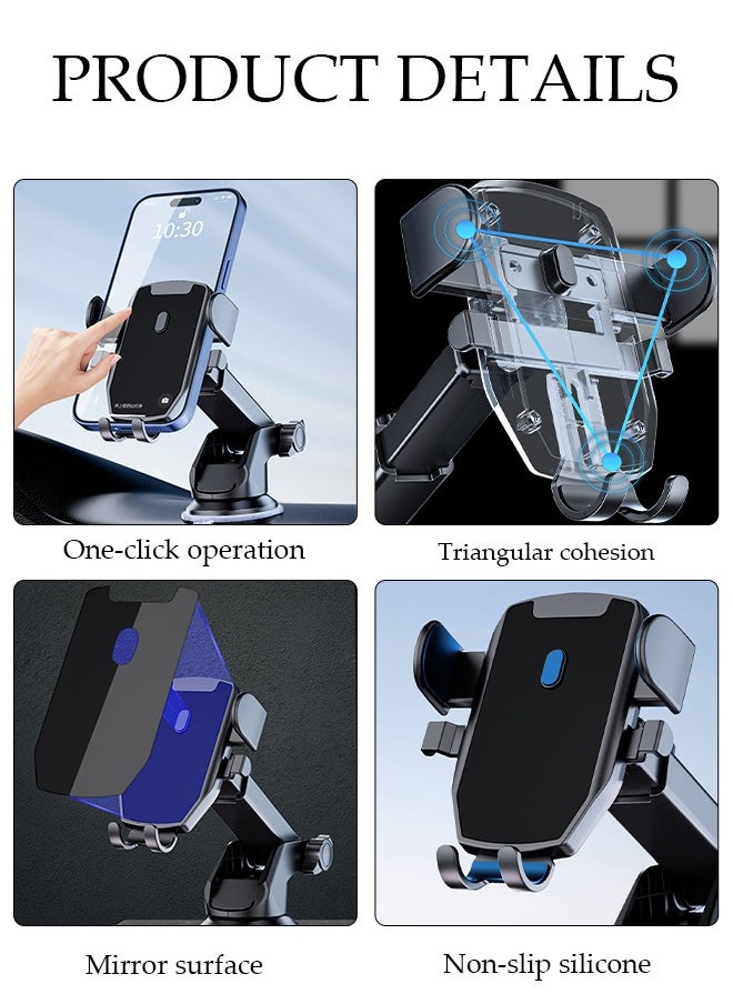 3-In-1 Phone Holder Mount for Car Dashboard Windshield Air Vent 360 Degree Rotation Dashboard Car Clip Mount Stand Phone Holder Suitable for All Cell Phone Automobile Interior