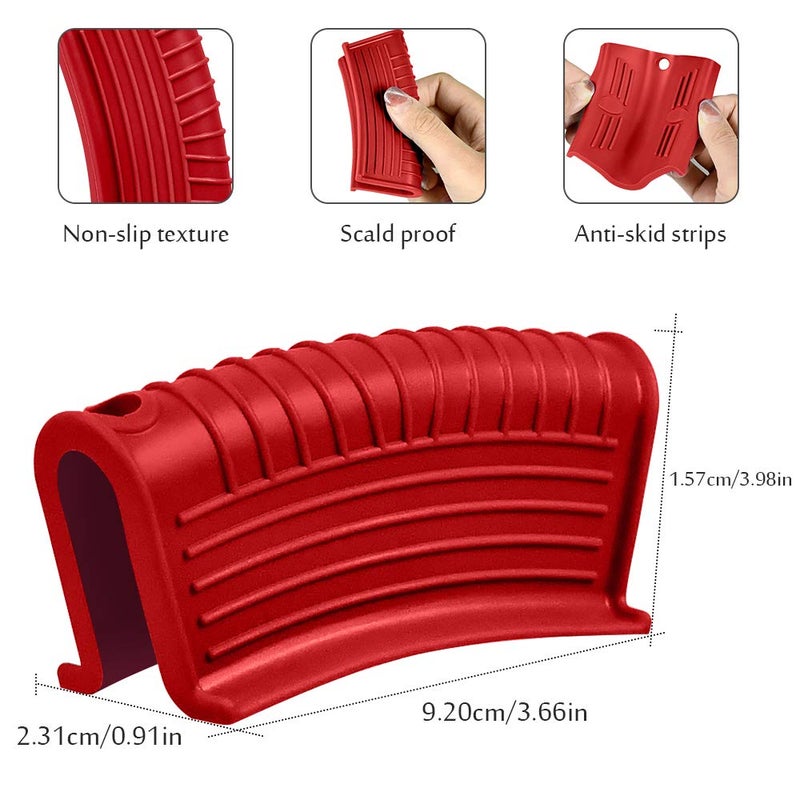 EVAHOM Silicone Assist Handle Holder, Hot Skillet Handle Covers Pot Grip Handle Sleeve Cast Iron Skillets Non-Slip Heat Resistant Pan Grip Cover for Cast Iron Woks Frying Pans Griddles Skillets (Red) - Image 2