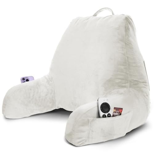 Nestl Reading Pillow with Shredded Memory Foam, Designed for Sitting Up in Bed and Couch, Back and Arms Adjustable Support for Adult & Teens Backrest Pillows for Reading, with Washable Cover White - Image 1