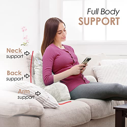 Nestl Reading Pillow with Shredded Memory Foam, Designed for Sitting Up in Bed and Couch, Back and Arms Adjustable Support for Adult & Teens Backrest Pillows for Reading, with Washable Cover White - Image 3