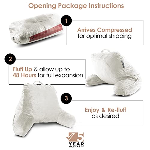 Nestl Reading Pillow with Shredded Memory Foam, Designed for Sitting Up in Bed and Couch, Back and Arms Adjustable Support for Adult & Teens Backrest Pillows for Reading, with Washable Cover White - Image 2