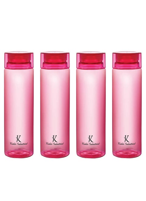 Kuber Industries Plastic Water Bottles -1 Litre Water Bottle | Break Proof, Multipurpose, BPA Free, Ideal for Fridge/Refrigerator | Red, Set of 4)