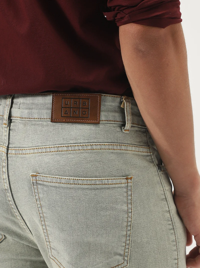 Urbano Fashion  Urbano Fashion Men's Ice Grey Straight Fit Heavy Washed Jeans Stretchable for Men | Best Price UAE