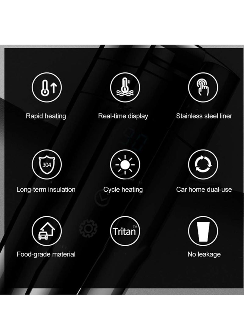 SYOSI Electric Car Kettle, Car Home Dual Use Electric Kettle, Car Heating Mug, 304 Stainless Steel Liner Cup, Heating Kettle Mug Electric Travel Thermoses for Coffee/Tea/Milk, 70W  - Image 2