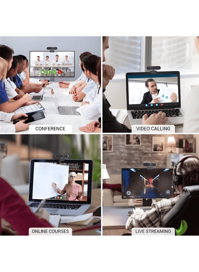 Closeli 2K Full HD Webcam, with AI Noise Reduction Mic, USB Plug & Play Web Camera, 30FPS Video Output, Auto Focus Lens, Auto Light Correction, Adjustable Field of View, for PC Laptop Desktop, Meetings, Video Calls and Streaming - Image 2