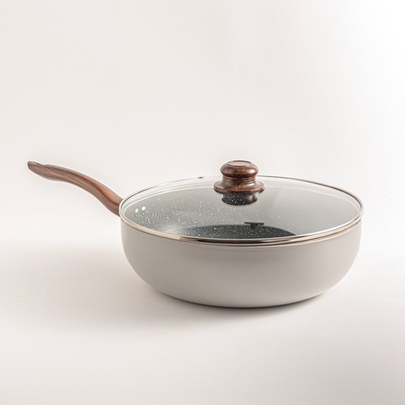 مقلاة دائرية 30 سم من البرتو مع غطاء زجاجي - لون رمادي - Image 1