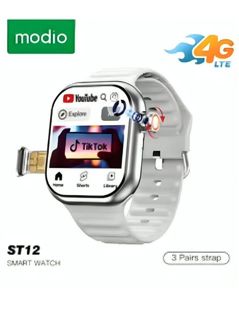 Smart Watch ST-12 with 3 Pairs Straps and Support SIM Card Mobile Built-in Iconic Pop-Up Camera Support Google Play and All Apps with Memory 64GB Multicolour