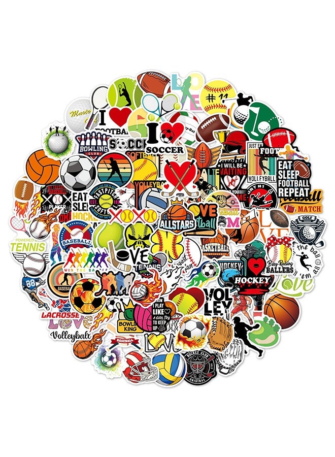 GIFT 100pcs Sports Stickers, Basketball Stickers, Soccer Stickers, Baseball Stickers for Water Bottle, Laptop, Car, Bicycle, Kid's Gift - Image 1