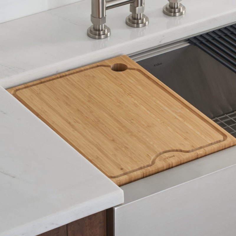 Kraus Kore Solid Bamboo Cutting Board for Workstation Kitchen Sink (16 3/4 in. x 12 in.), KCB-WS103BB - Image 3