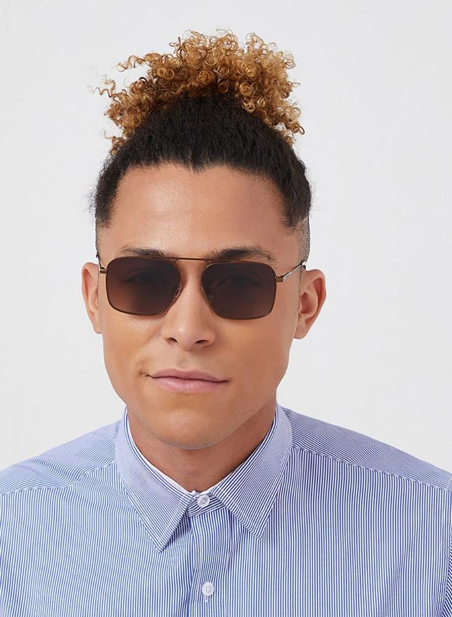 30 سندايز نظارات شمسية رجالية مستطيلة للحماية من الأشعة فوق البنفسجية يو في  لون بني - Image 4