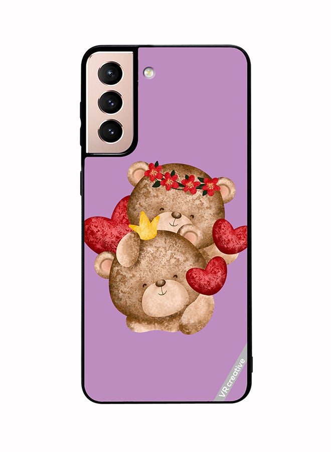 VR CREATIVE Protective Case Cover For Samsung Galaxy S21 5G Bear Love Design Multicolour - Image 1