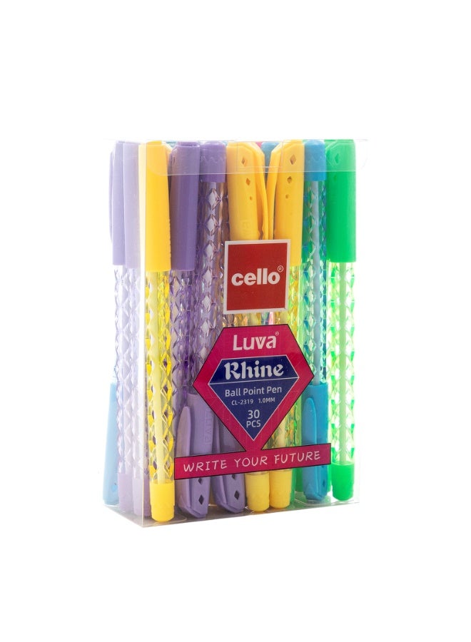 تشيلو طلاء قلم حبر جاف من 30 قطعة - رأس عريض 1.0 مم، ألوان زاهية، تصميم بلوري، كتابة فائقة النعومة، للاستخدام اليومي في المكتب والمنزل والمدرسة - Image 1