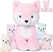 MorisMos Pink Fox Stuffed Animal Set Soft 19 Inch Mommy Stuffed Fox Plush Toys with Baby Inside Cute Fox Plushie Gift for Girls Women Kids Birthday Christmas - Image 4